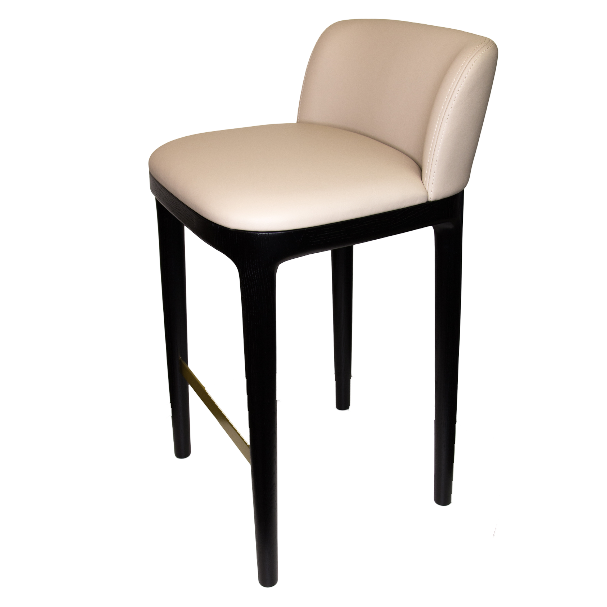 B113 Stool with Backrest / OIP Black Leather