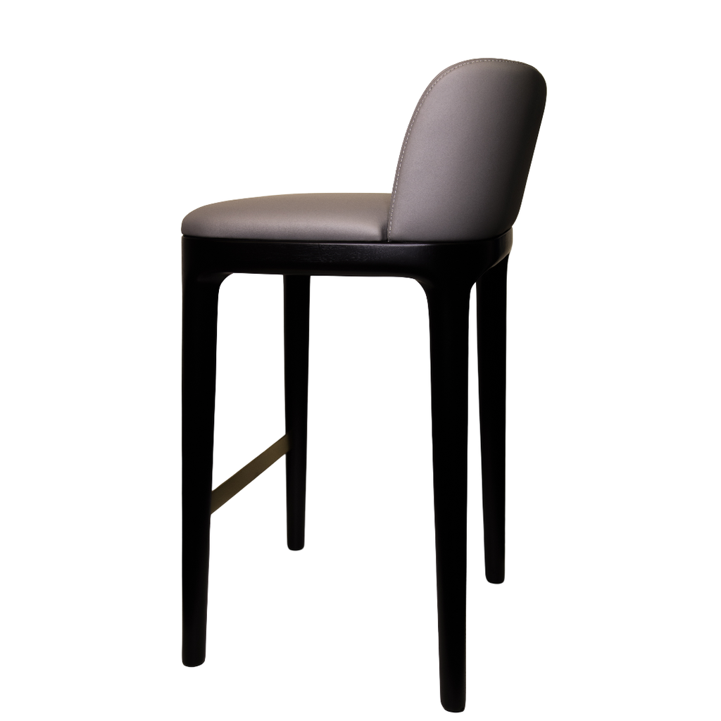 B112 Stool with Backrest / OIP Black Leather