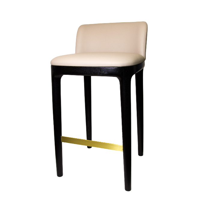 B113 Stool with Backrest / OIP Black Leather